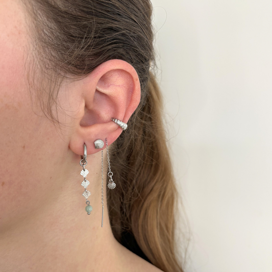 schelpen oorbellen met amazoniet