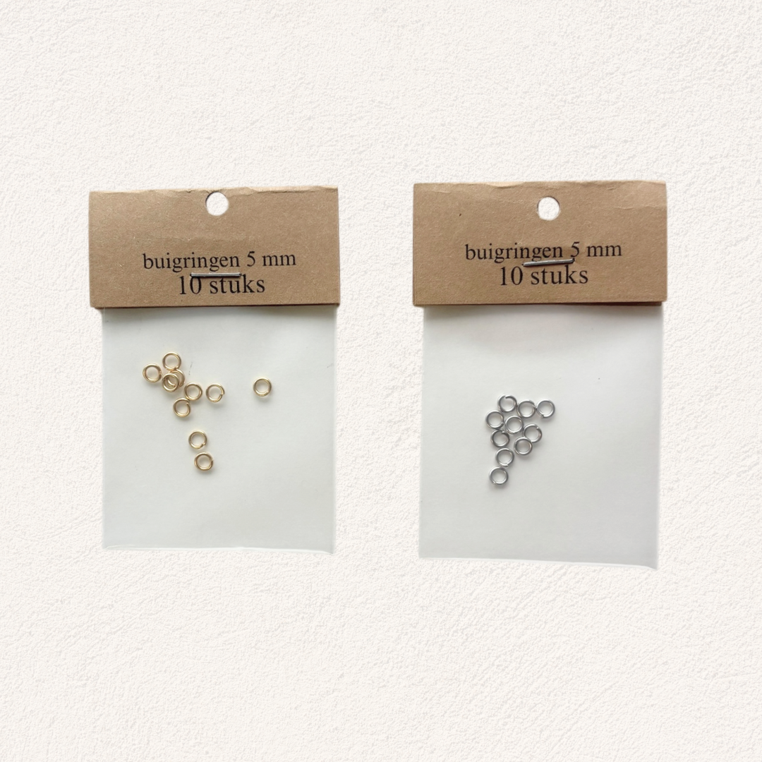 stainless steel buigringen goud en zilver, 5 mm (10 stuks)