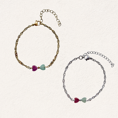 rhodonite and aventurine bracelet with hearts