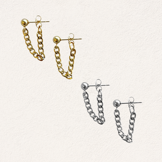 link chain stud oorbellen