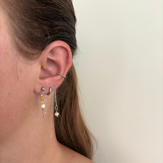 shell earrings with amazonite
