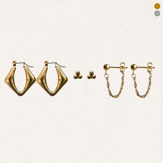 chain & chunky oorbellen set