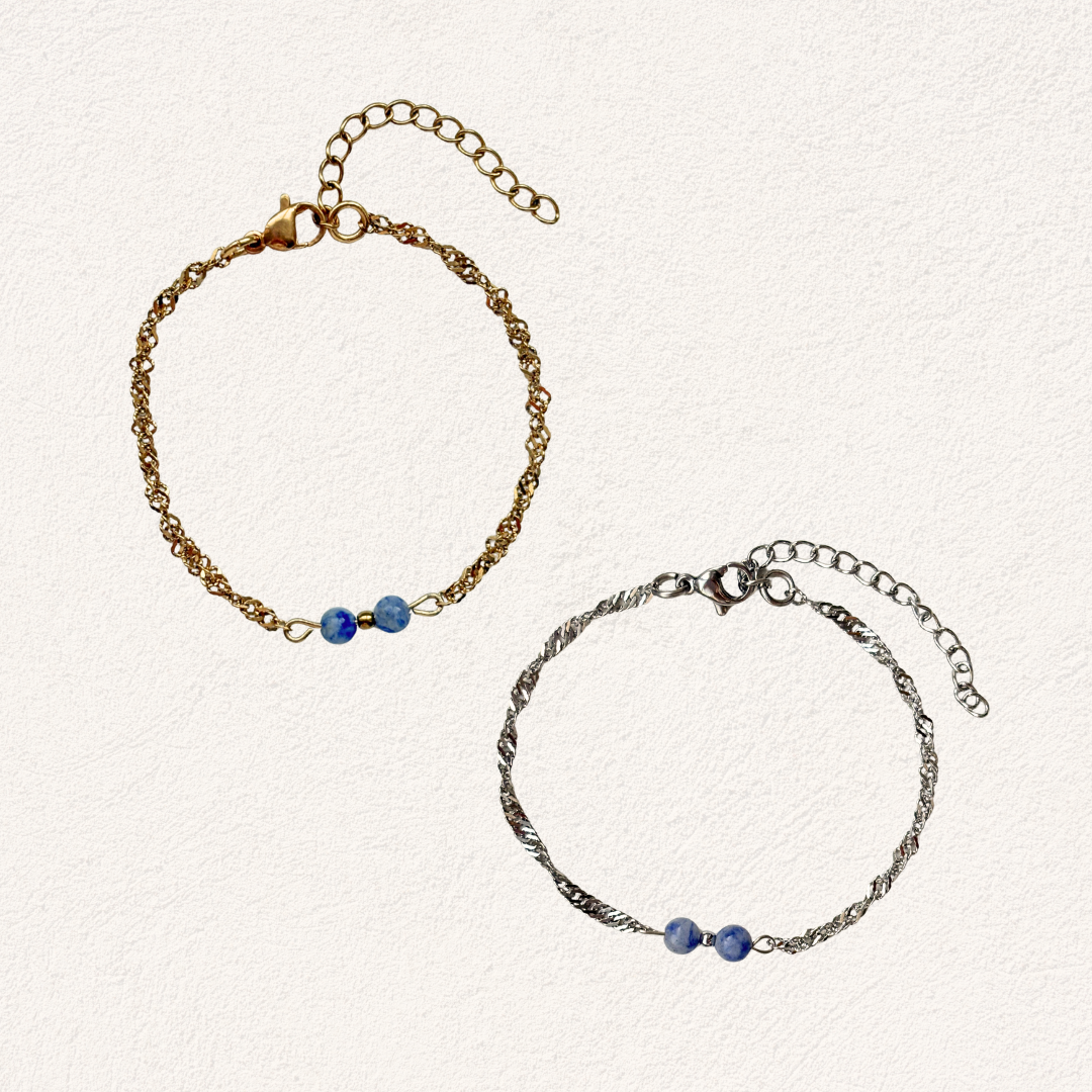 blue spot jasper with twisted link bracelet