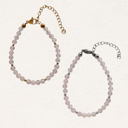 rose quartz beaded bracelet