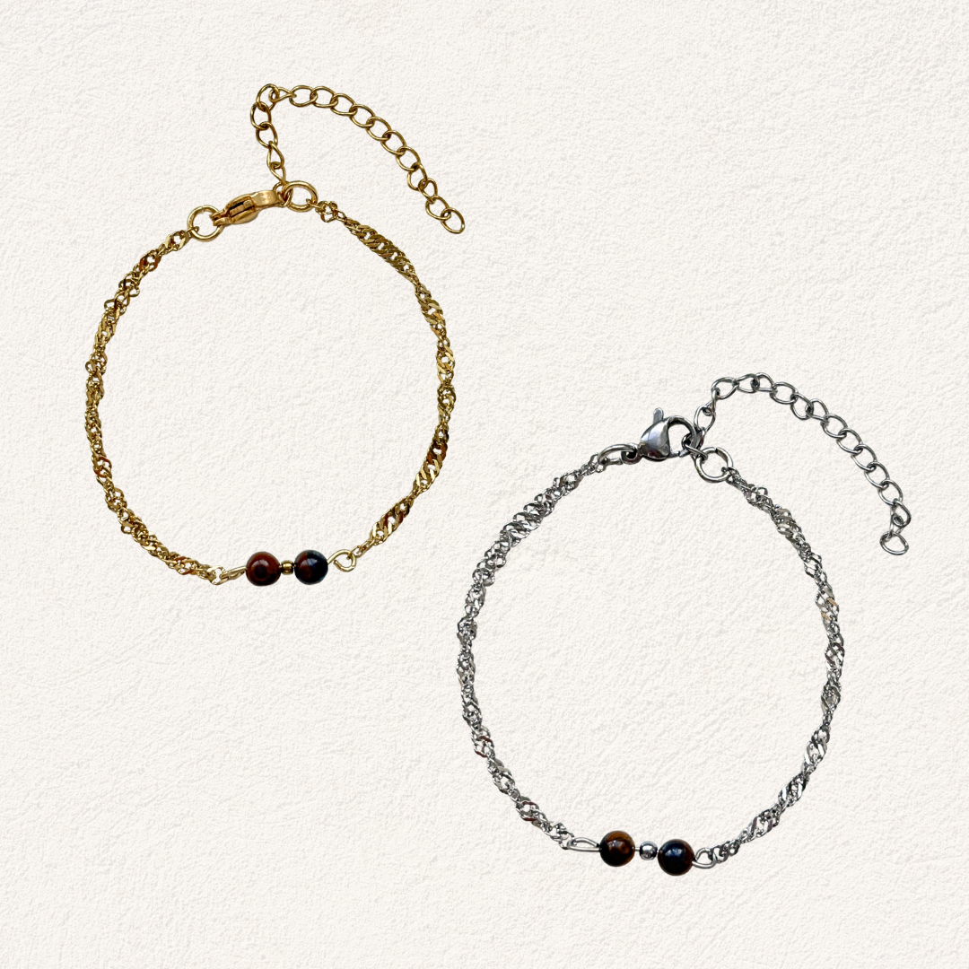 Tiger Eye with Twisted Link Bracelet