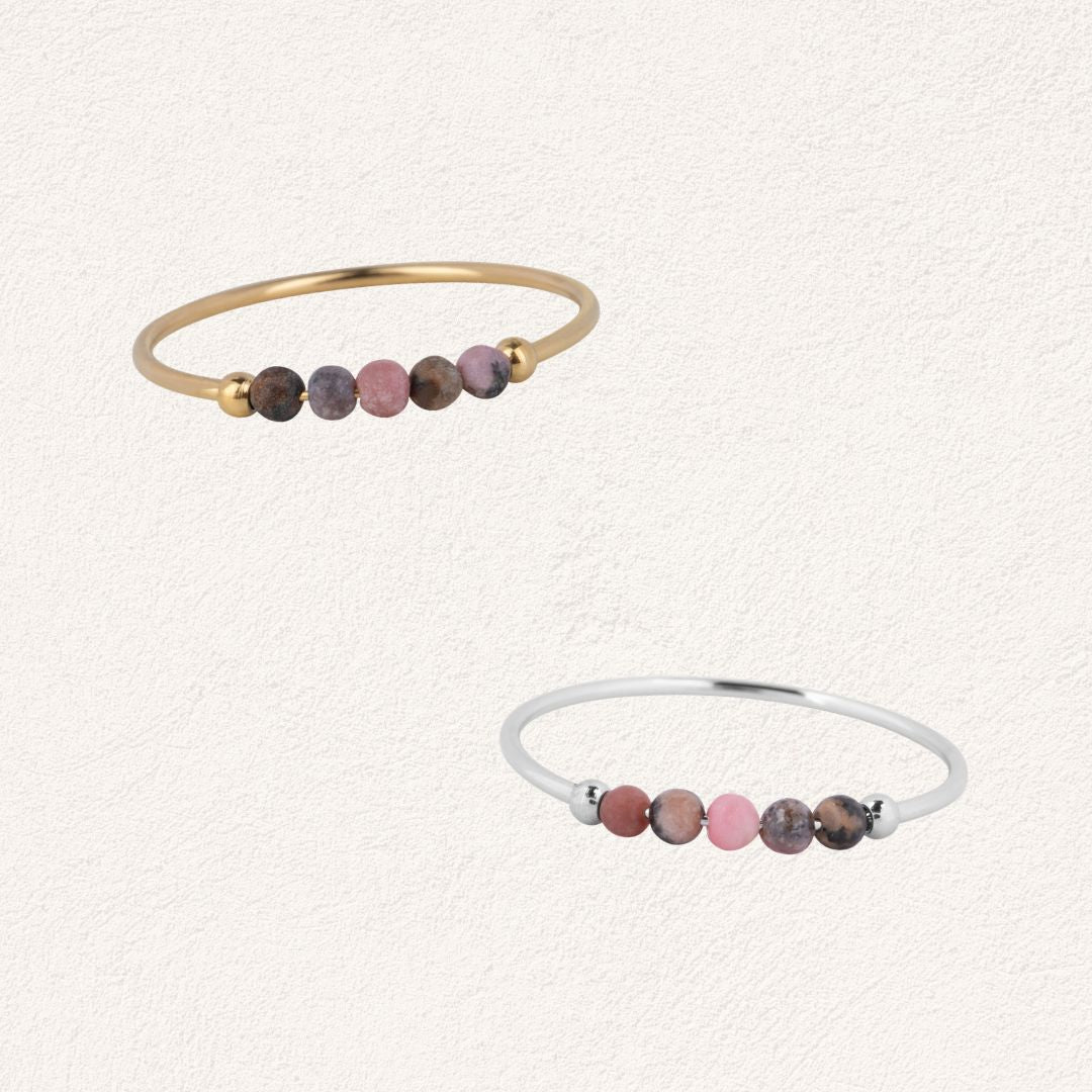 black rhodonite anxiety ring