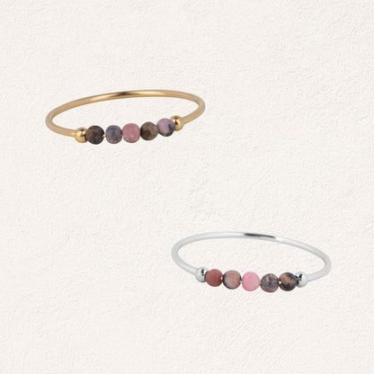 black rhodonite anxiety ring