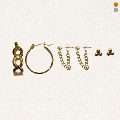 linked together oorbellen set, earparty voor 3 gaatjes