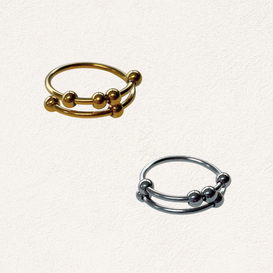 anxiety ring met beweegbare balletjes, verstelbaar