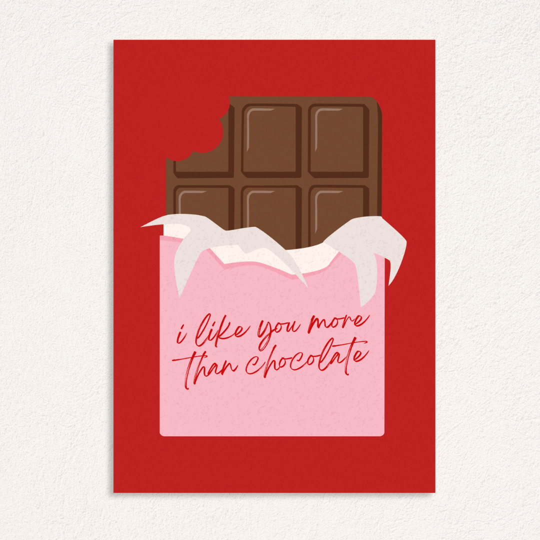 i like you more than chocolate kaart