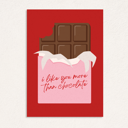 I like you more than chocolate card
