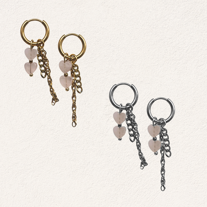 rose quartz ring heart earrings