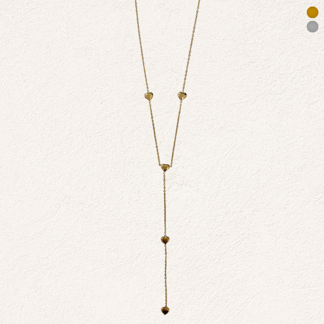 Long delicate necklace with hearts
