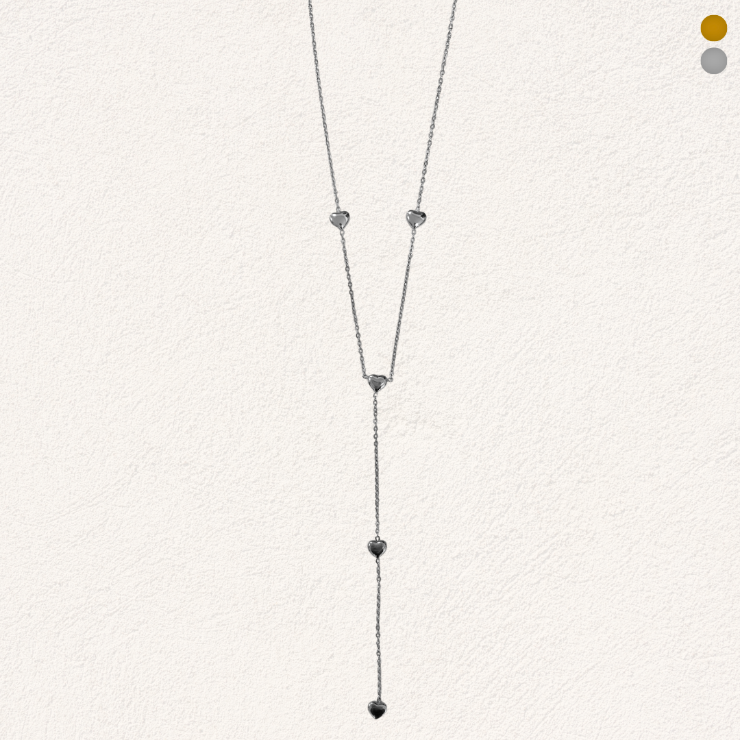 Long delicate necklace with hearts