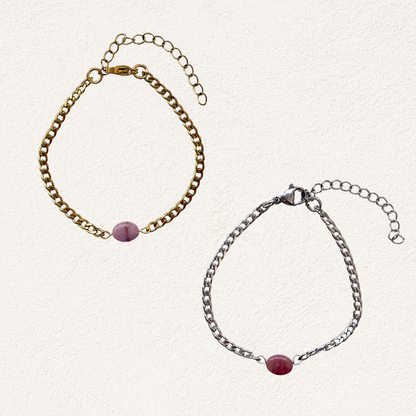 rhodonite bracelet with oval shape