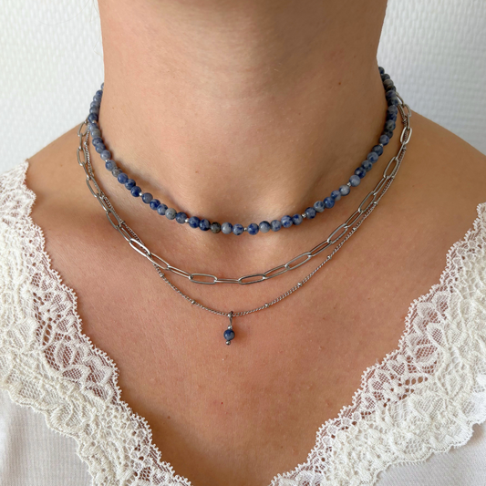 blue spot jasper kraaltje ketting