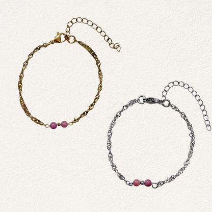 rhodonite bracelet with twisted link