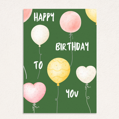 happy birthday to you balloons card