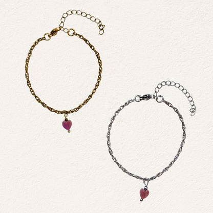 rhodonite bracelet with heart charm