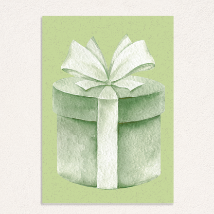 green gift bow card