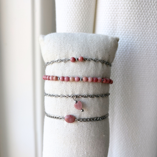rhodoniet armband met ovale vorm