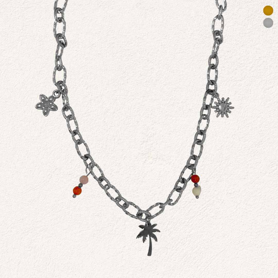 zomerse bedelketting met natuursteen