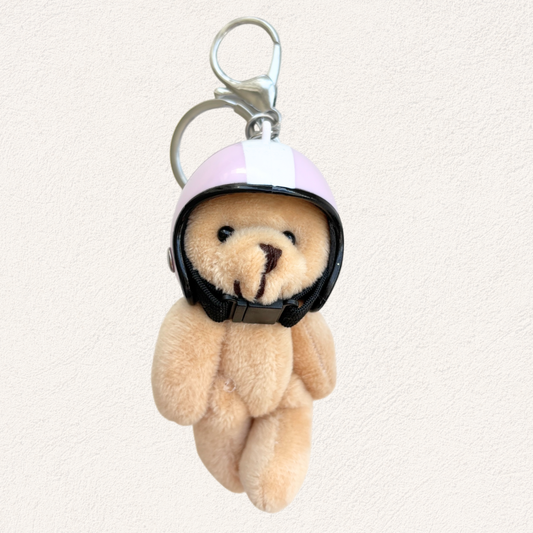 bag charm beer met helm roze