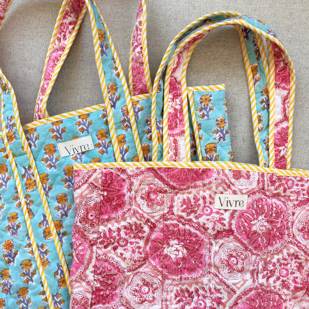 blooming reversible tas roze/blauw