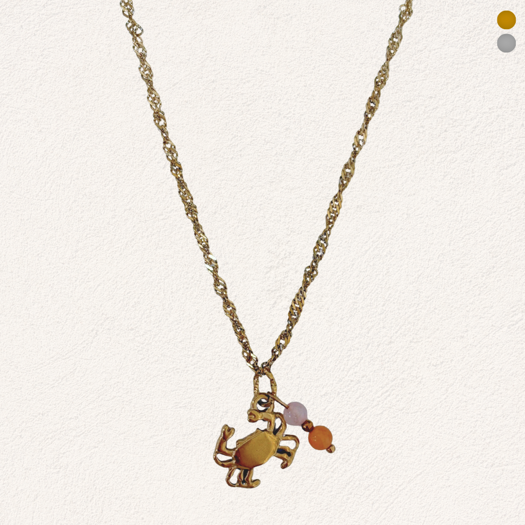 krab ketting met natuursteen