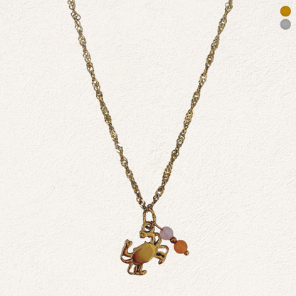 krab ketting met natuursteen