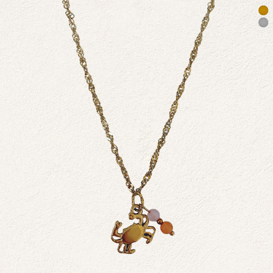 krab ketting met natuursteen