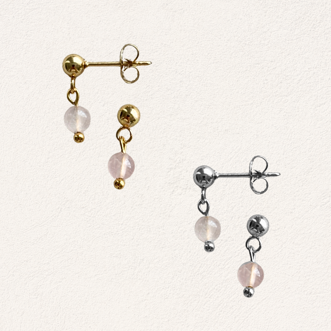 rose quartz stud earrings