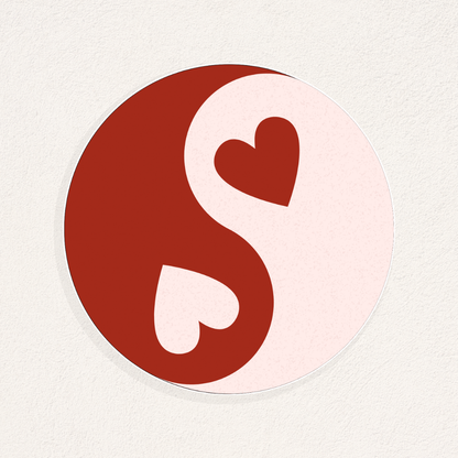yin yang heart stickers - 10 pieces