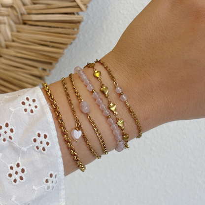 rose quartz beaded bracelet