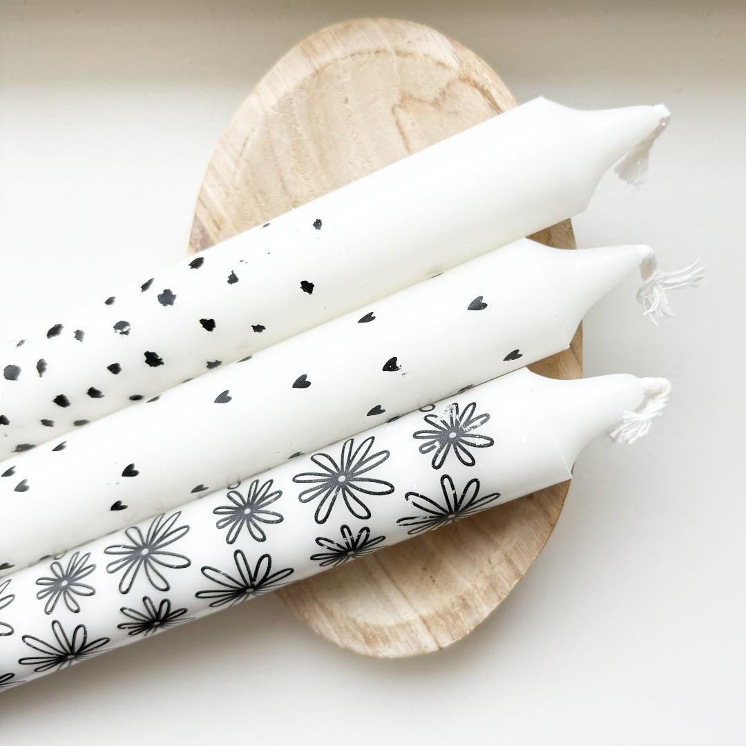 kaarsen set zwart wit