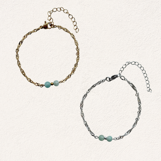 amazoniet met gedraaide schakel armband