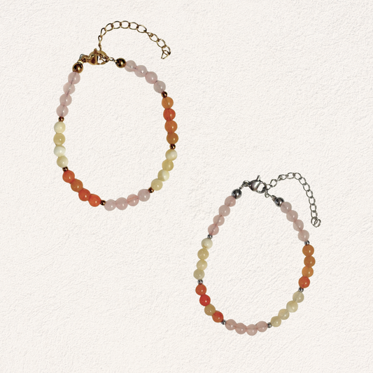 oranje geel roze kralen armband