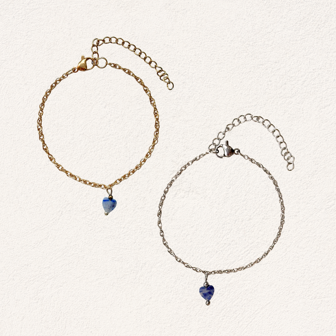blue spot jasper met hartje armband
