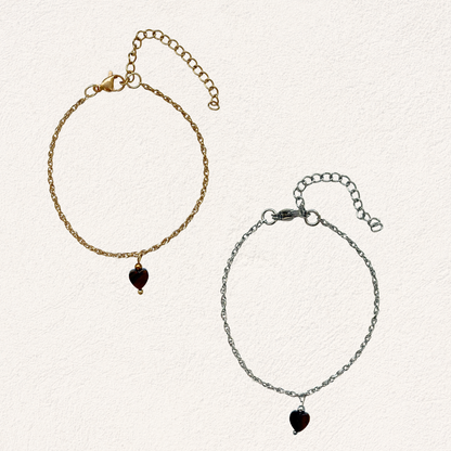 Tiger's Eye with Heart Charm Bracelet
