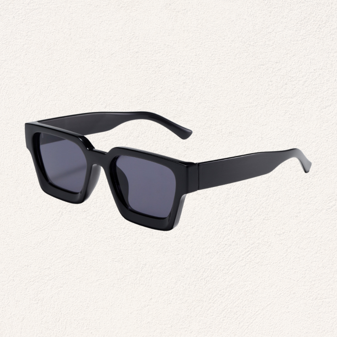 black sunglasses rectangular bold