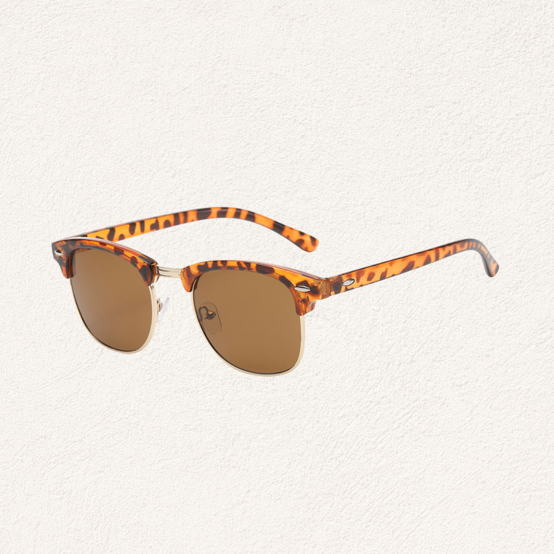 tortoise half-frame brown sunglasses
