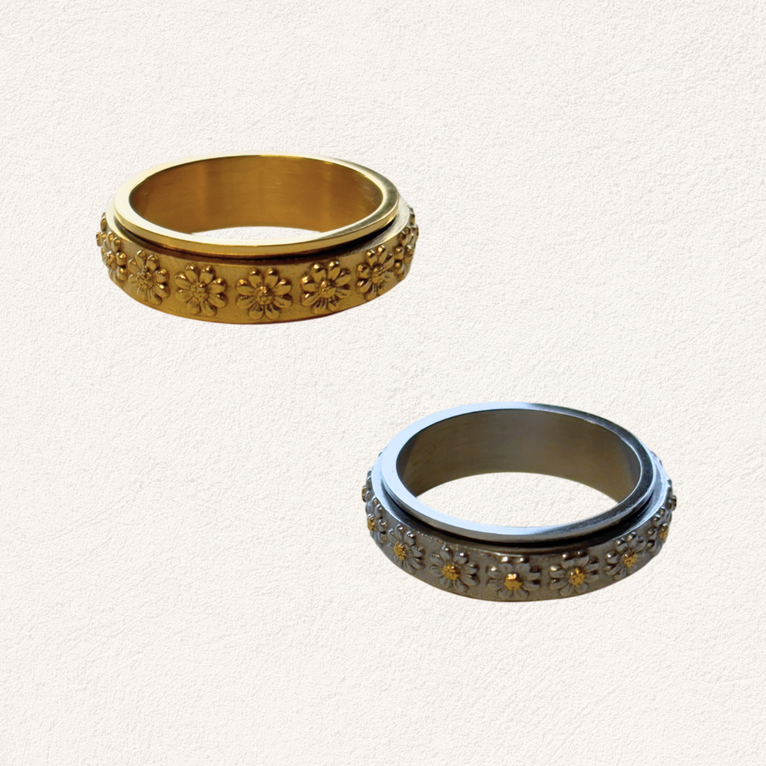 anxiety ring met bloemenrand
