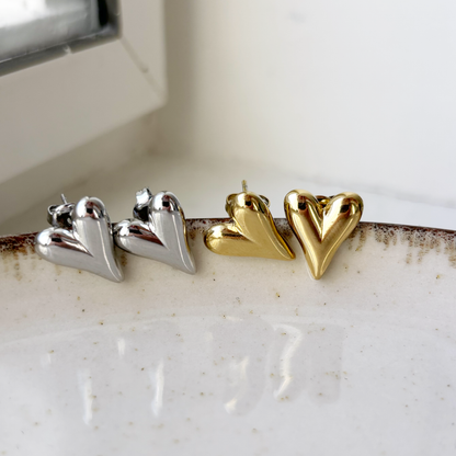 big heart stud earrings
