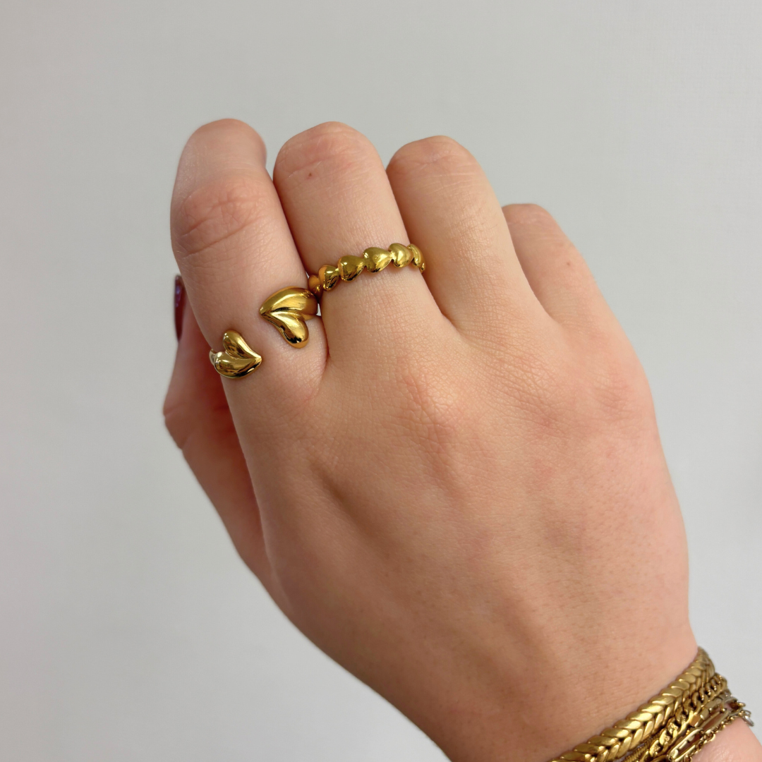 ring met chunky hartjes