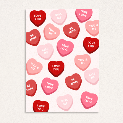 candy hearts card