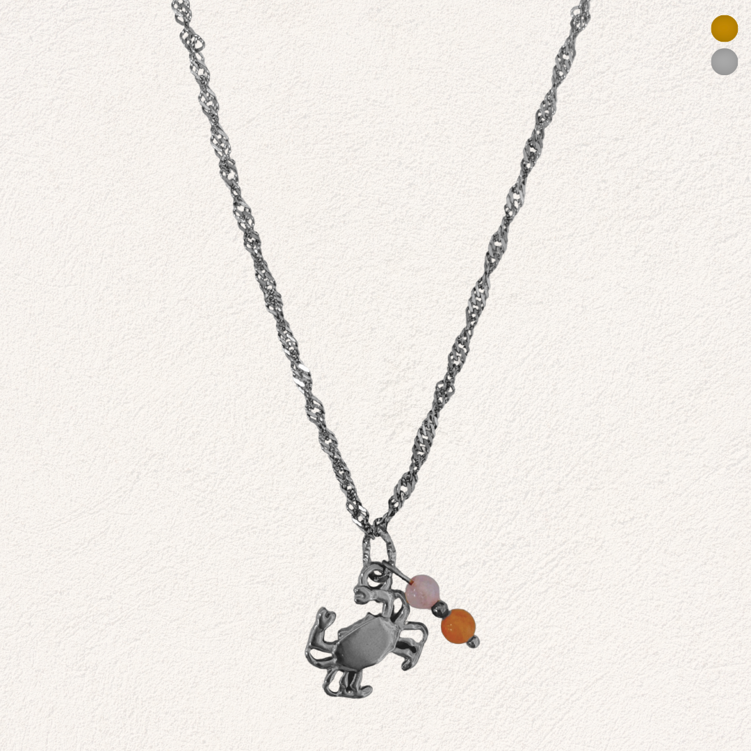 krab ketting met natuursteen