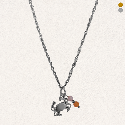 krab ketting met natuursteen