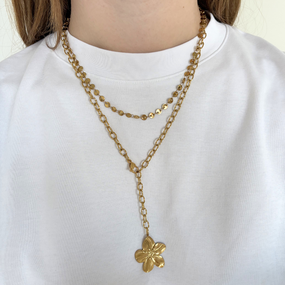 long tropical flower necklace