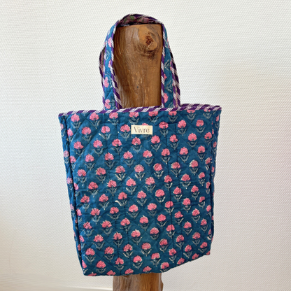 blooming reversible bag blue/purple