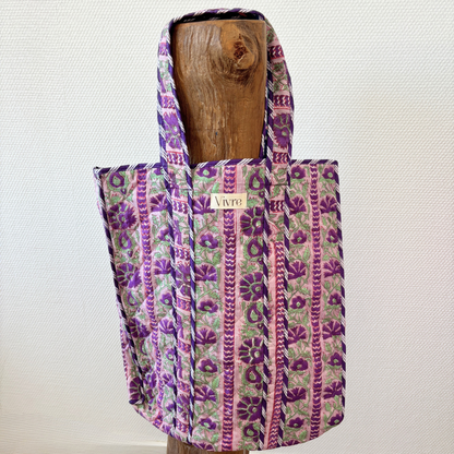 blooming reversible bag blue/purple